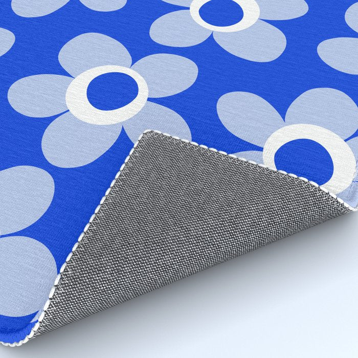 Blue Maisie Flowers Cheerful Floral Pattern in Royal Blue and Light Blue Rug Gallery Image 4