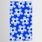 Blue Maisie Flowers Cheerful Floral Pattern in Royal Blue and Light Blue Tablecloth Gallery Image 2