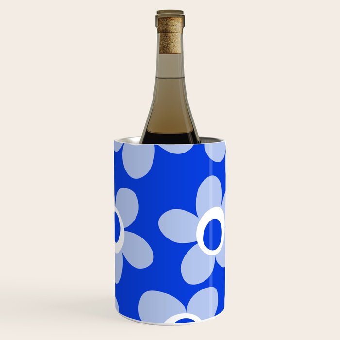 Blue Maisie Flowers Cheerful Floral Pattern in Royal Blue and Light Blue Wine Chiller Gallery Image 1