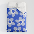 Blue Maisie Flowers Cheerful Floral Pattern in Royal Blue and Light Blue Comforter Gallery Image 6
