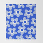Blue Maisie Flowers Cheerful Floral Pattern in Royal Blue and Light Blue Throw Blanket Gallery Image 2