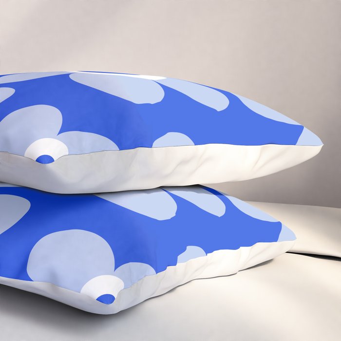 Blue Maisie Flowers Cheerful Floral Pattern in Royal Blue and Light Blue Pillow Sham Gallery Image 3
