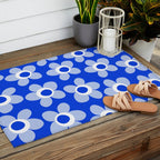 Blue Maisie Flowers Cheerful Floral Pattern in Royal Blue and Light Blue Outdoor Rug Gallery Image 2