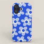 Blue Maisie Flowers Cheerful Floral Pattern in Royal Blue and Light Blue iPhone Case Gallery Image 1
