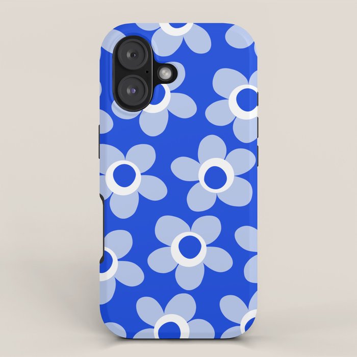 Blue Maisie Flowers Cheerful Floral Pattern in Royal Blue and Light Blue iPhone Case Gallery Image 1