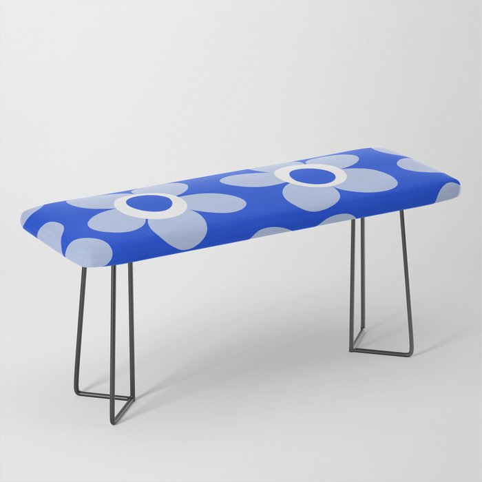 Blue Maisie Flowers Cheerful Floral Pattern in Royal Blue and Light Blue Bench Gallery Image 1