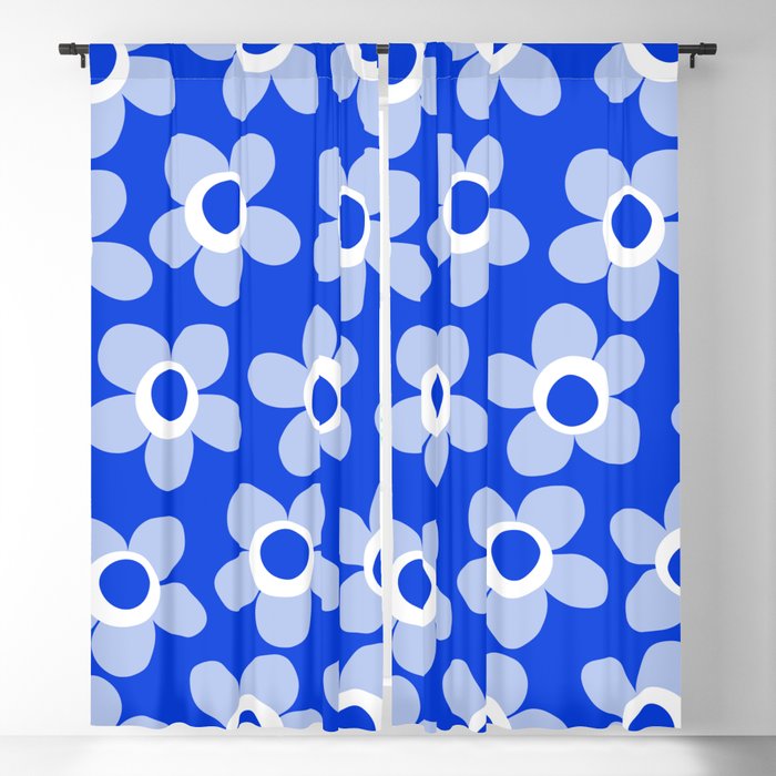 Blue Maisie Flowers Cheerful Floral Pattern in Royal Blue and Light Blue Window Curtain Gallery Image 5