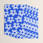 Blue Maisie Flowers Cheerful Floral Pattern in Royal Blue and Light Blue Wrapping Paper Gallery Image 3