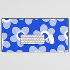 Blue Maisie Flowers Cheerful Floral Pattern in Royal Blue and Light Blue Desk Mat Gallery Image 1