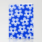 Blue Maisie Flowers Cheerful Floral Pattern in Royal Blue and Light Blue Stationery Card Gallery Image 2
