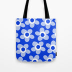 Blue Maisie Flowers Cheerful Floral Pattern in Royal Blue and Light Blue Tote Bag Gallery Image 1