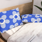 Blue Maisie Flowers Cheerful Floral Pattern in Royal Blue and Light Blue Pillow Sham Gallery Image 2