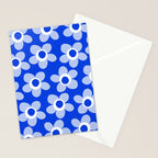 Blue Maisie Flowers Cheerful Floral Pattern in Royal Blue and Light Blue Stationery Card Gallery Image 2