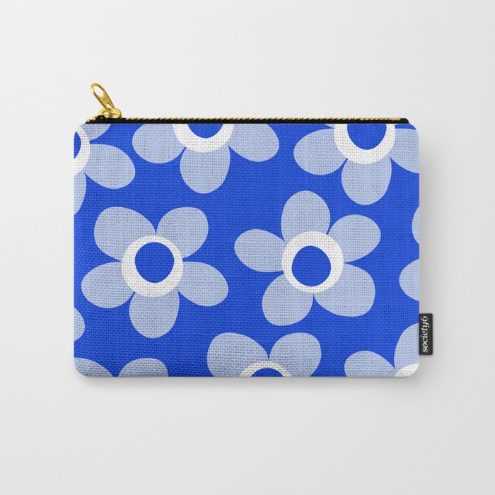 Blue Maisie Flowers Cheerful Floral Pattern in Royal Blue and Light Blue Carry All Pouch Gallery Image 1