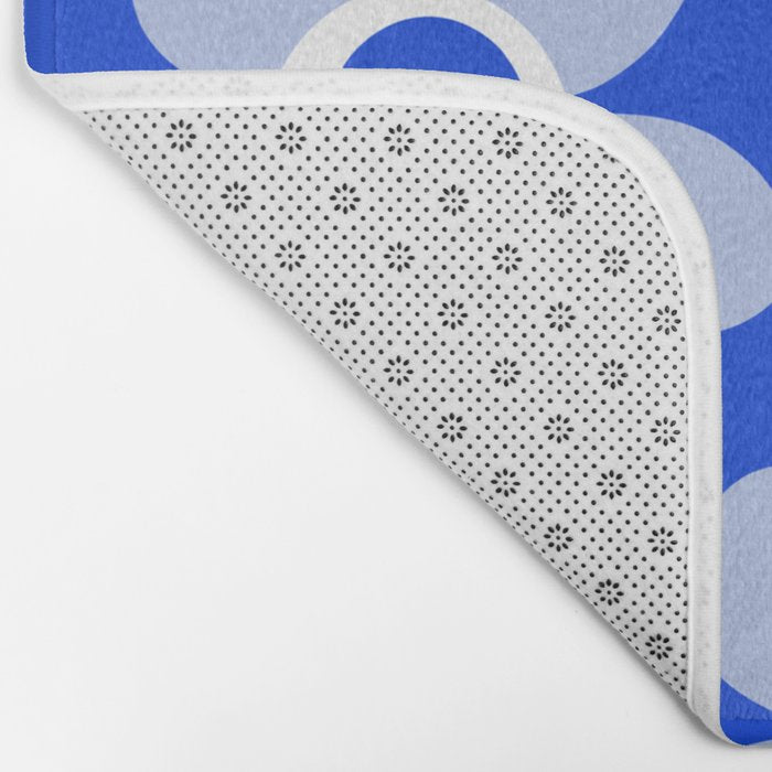Blue Maisie Flowers Cheerful Floral Pattern in Royal Blue and Light Blue Bath Mat Gallery Image 2