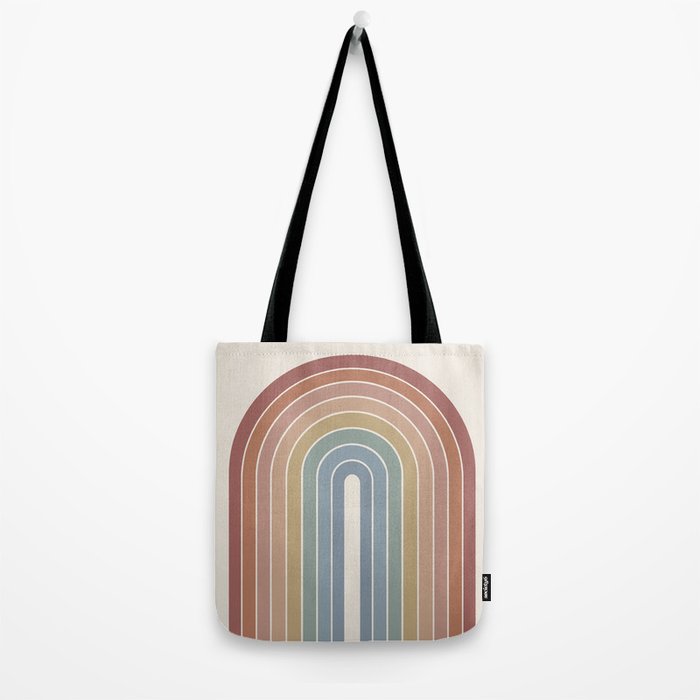 Gradient Arch XXIV Earthy Mid Century Modern Rainbow Tote Bag Gallery Image 2