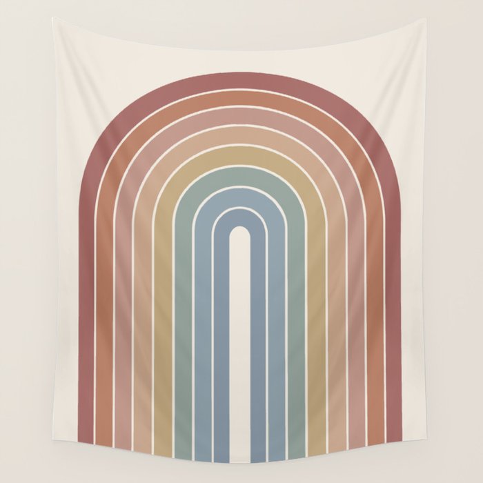 Gradient Arch XXIV Earthy Mid Century Modern Rainbow Wall Tapestry Gallery Image 4