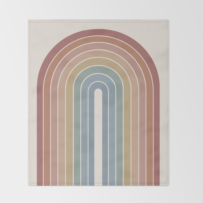 Gradient Arch XXIV Earthy Mid Century Modern Rainbow Throw Blanket Gallery Image 2