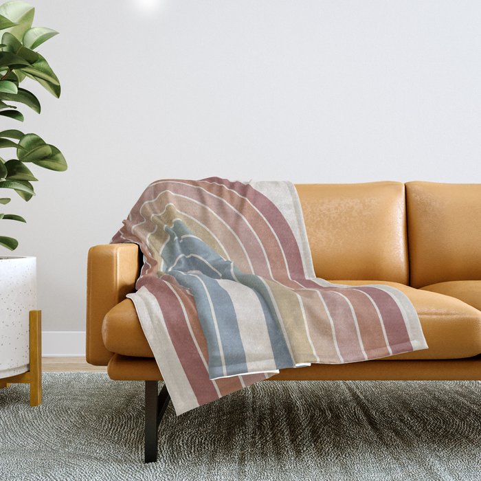Gradient Arch XXIV Earthy Mid Century Modern Rainbow Throw Blanket Gallery Image 1