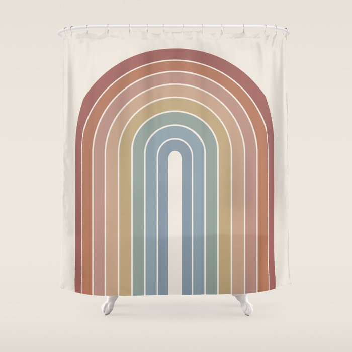 Gradient Arch XXIV Earthy Mid Century Modern Rainbow Shower Curtain Gallery Image 1
