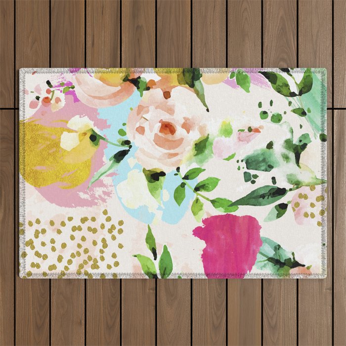 Floral Blush #society6 #decor #buyart Outdoor Rug Gallery Image 1