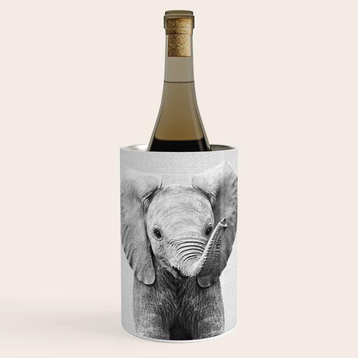 Baby Elephant - Black & White Wine Chiller Gallery Image 1