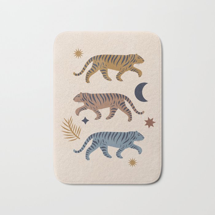 Celestial Tigers with Moon and Stars Bath Mat Gallery Image 1