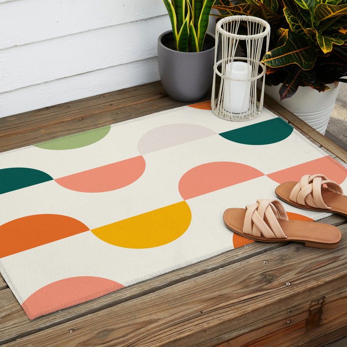 Mid Century Modern Geometry Outdoor Rug Gallery Image 2