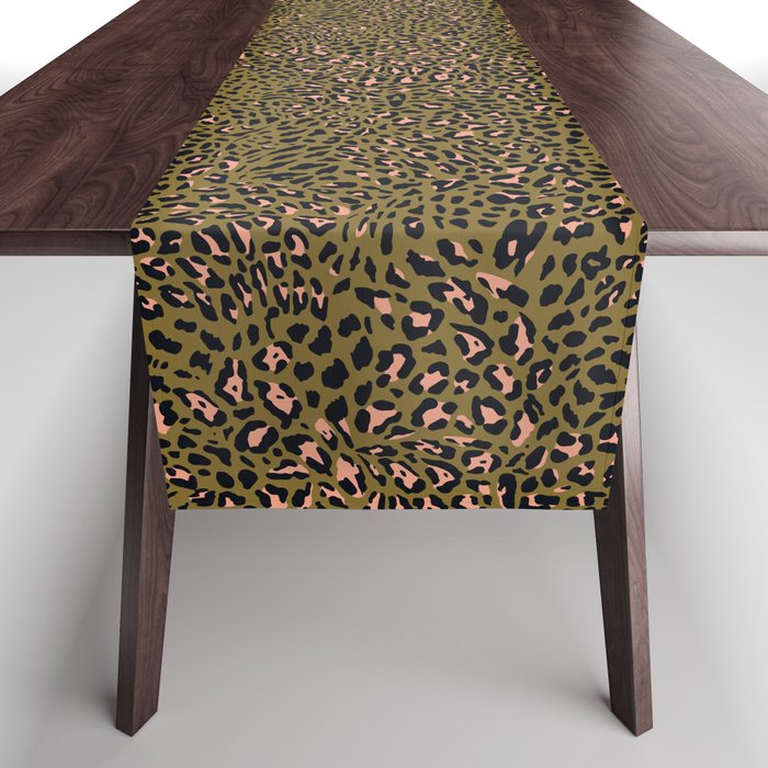Leopard Spots Olive Table Runner Gallery Image 1