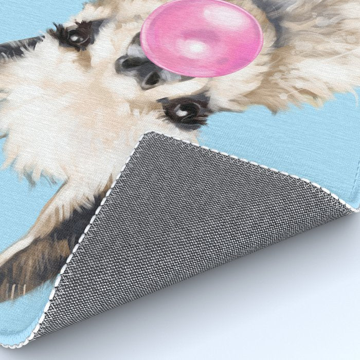 Bubble Gum Sneaky Llama in Blue Rug Gallery Image 4
