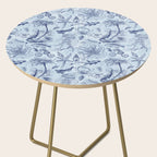 Coral Reef Life Underwater Sea Scene Blue Monochromatic Toile Pattern  Side Table Gallery Image 2