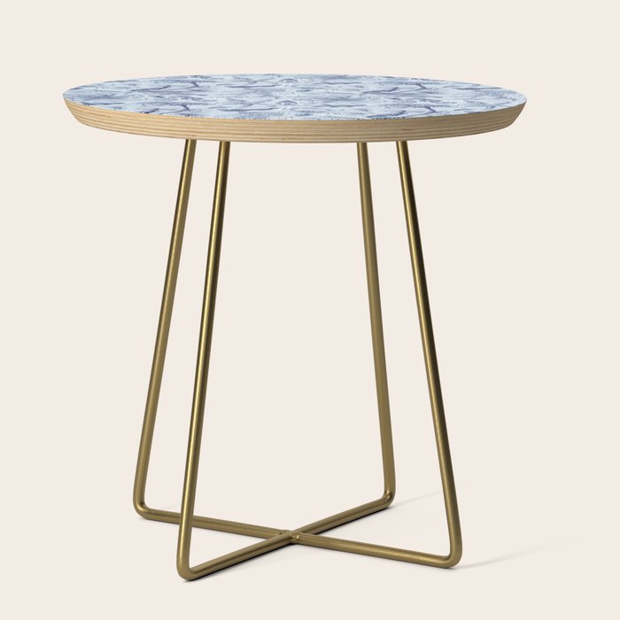 Coral Reef Life Underwater Sea Scene Blue Monochromatic Toile Pattern  Side Table Gallery Image 1