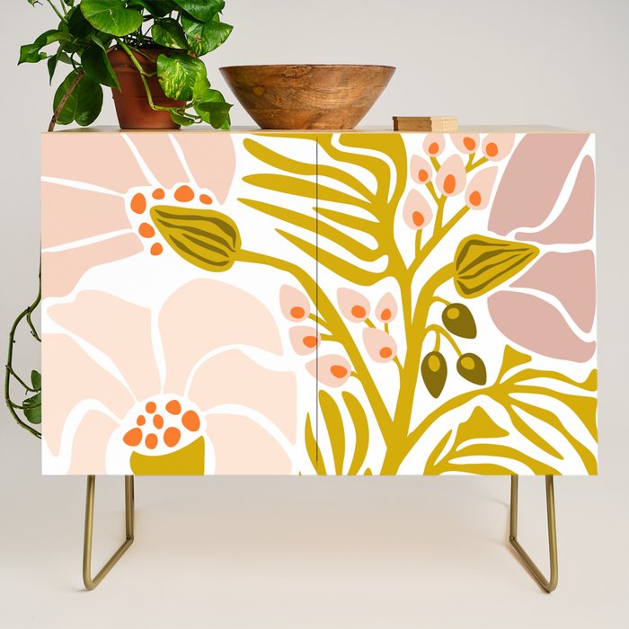 Light Backyard flower modern floral illustration  Credenza Gallery Image 1