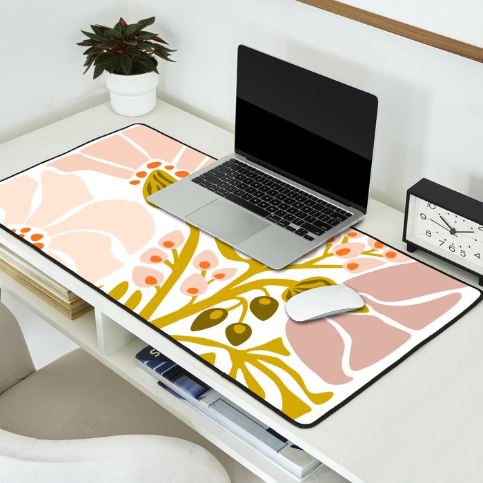 Light Backyard flower modern floral illustration  Desk Mat Gallery Image 2