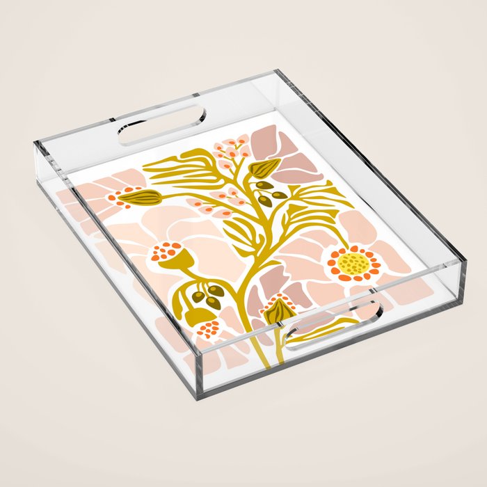 Light Backyard flower modern floral illustration  Acrylic Tray Gallery Image 1