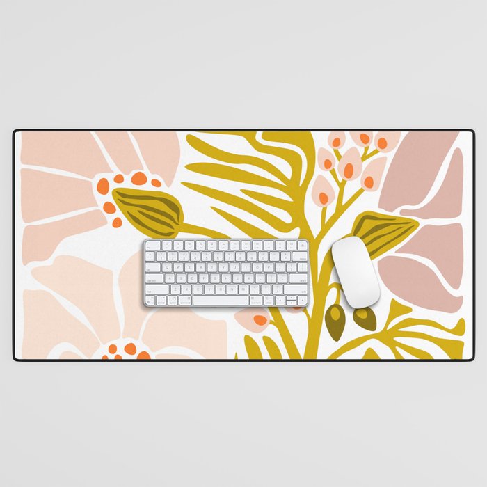 Light Backyard flower modern floral illustration  Desk Mat Gallery Image 1