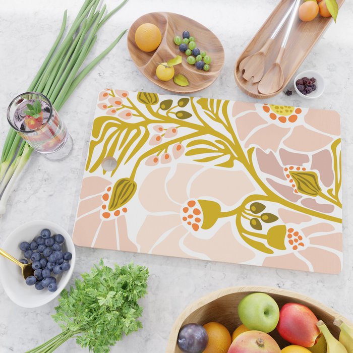 Light Backyard flower modern floral illustration  Cutting Board Gallery Image 2