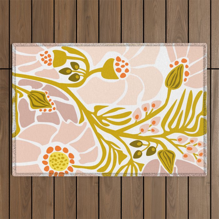 Light Backyard flower modern floral illustration  Outdoor Rug Gallery Image 1