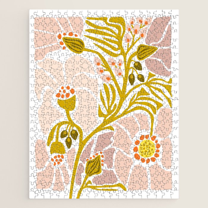 Light Backyard flower modern floral illustration  Jigsaw Puzzle Gallery Image 1