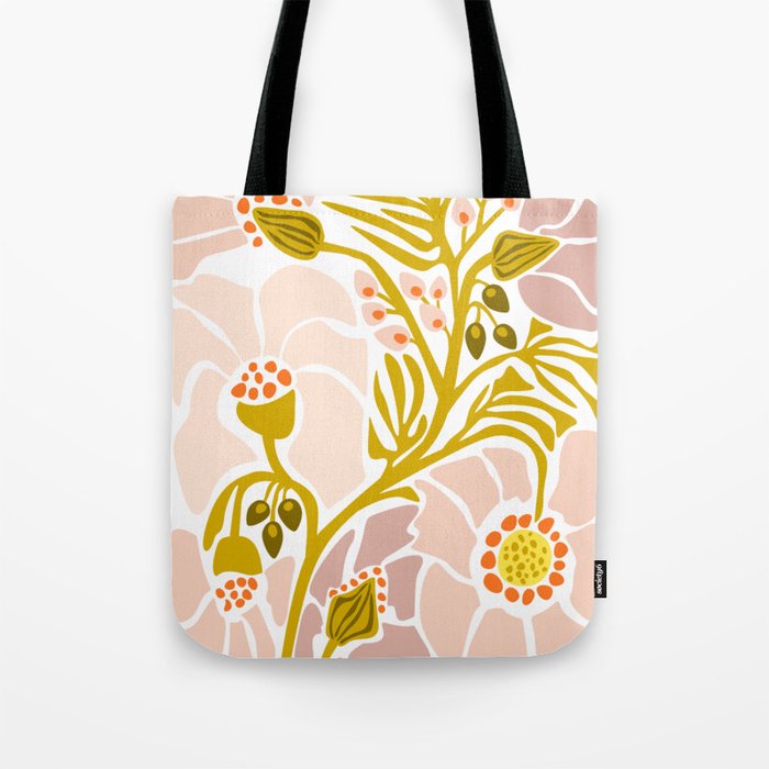 Light Backyard flower modern floral illustration  Tote Bag Gallery Image 1