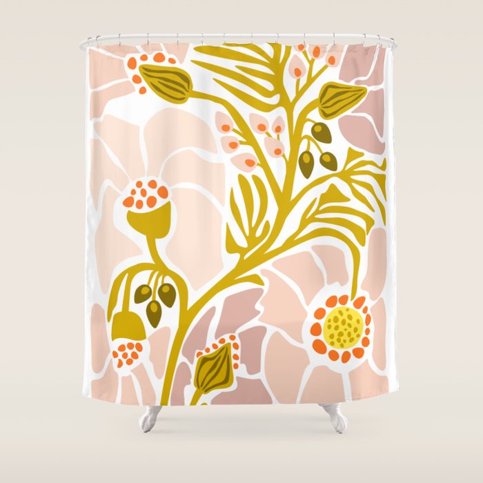Light Backyard flower modern floral illustration  Shower Curtain Gallery Image 1