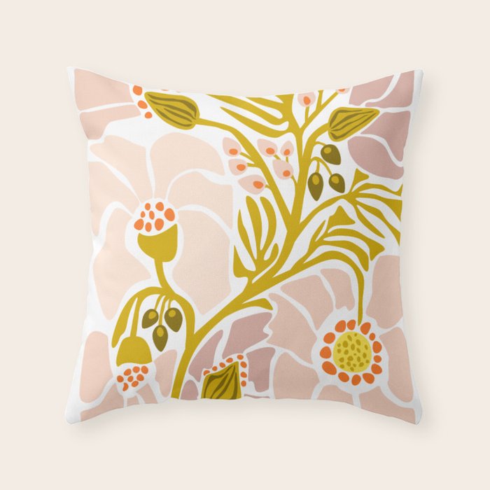 Light Backyard flower modern floral illustration  Throw Pillow Gallery Image 6