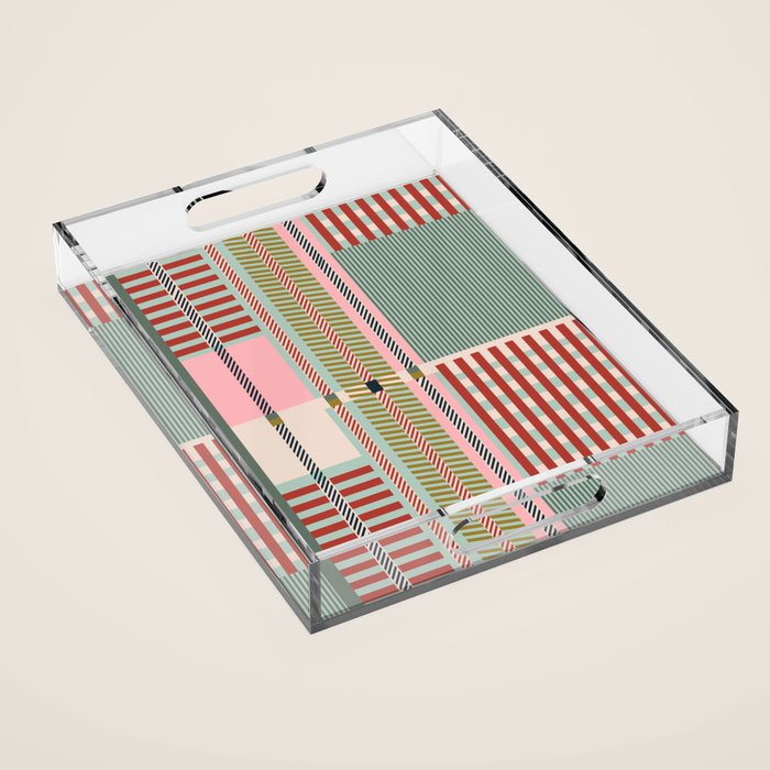 Vintage Striped Geometric Acrylic Tray Gallery Image 1