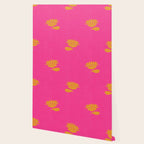 Art Nouveau Yellow Tropical Flowers - Hot Pink Pattern Wallpaper Gallery Image 2