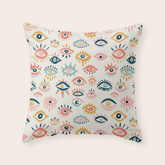 Mystic Eyes - Primary Palette Throw Pillow Gallery Image 1