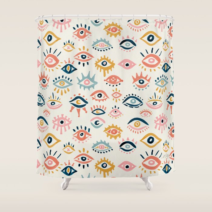 Mystic Eyes - Primary Palette Shower Curtain Gallery Image 1