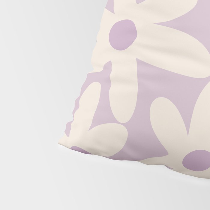 Daisy Time Retro Floral Pattern in Lavender Cream Pillow Sham Gallery Image 4
