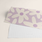 Daisy Time Retro Floral Pattern in Lavender Cream Wrapping Paper Gallery Image 2