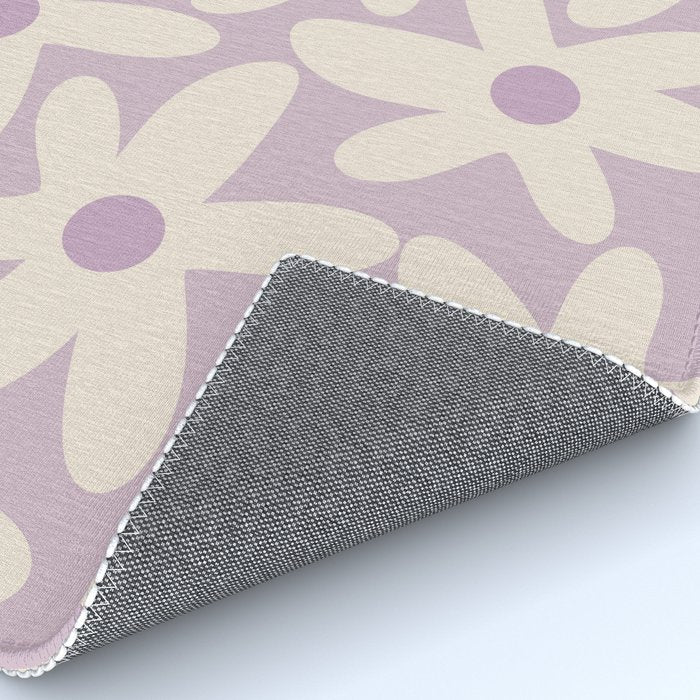 Daisy Time Retro Floral Pattern in Lavender Cream Rug Gallery Image 4