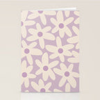 Daisy Time Retro Floral Pattern in Lavender Cream Stationery Card Gallery Image 2